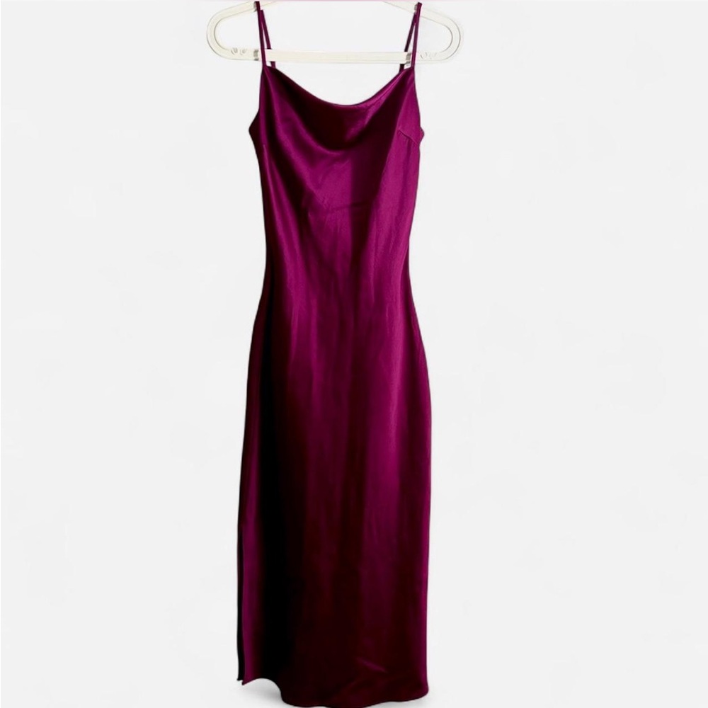 Express Magenta Satin Slip Dress